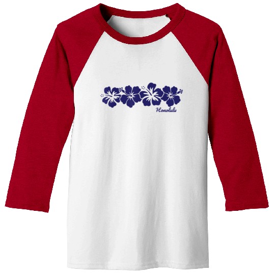 Honolulu Hawaii Hibiscus Flower Vacation Souvenir Baseball Tees