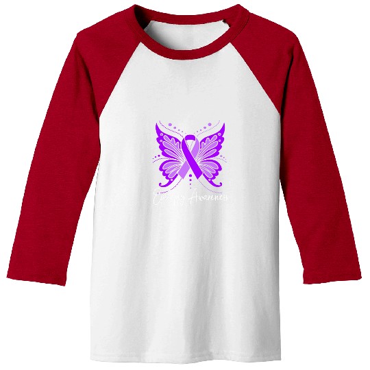 Epilepsy Warrior Purple Ribbon Butterfly Epilepsy Baseball Tees