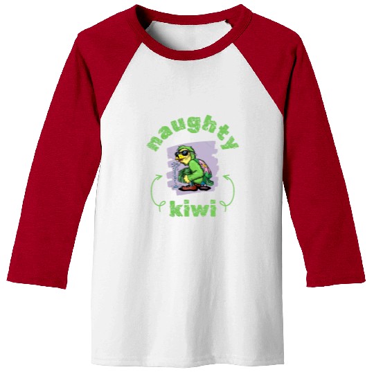 Funny naughty green kiwi bird Baseball Tees