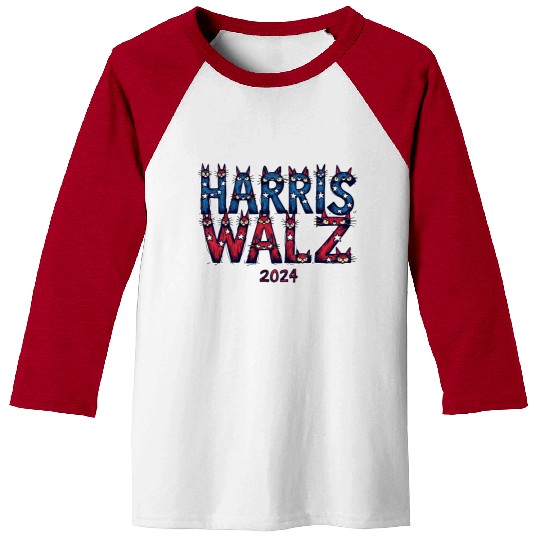 Harris Waltz 2024 Election Funny Cat Kamala Baseball Tees
