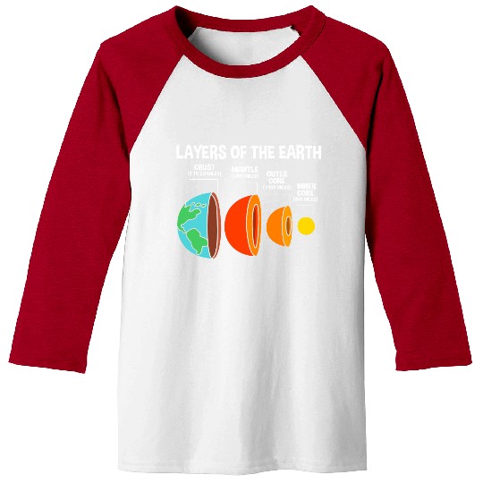 Earth Science Geology Layers Of The Earth Baseball Tees