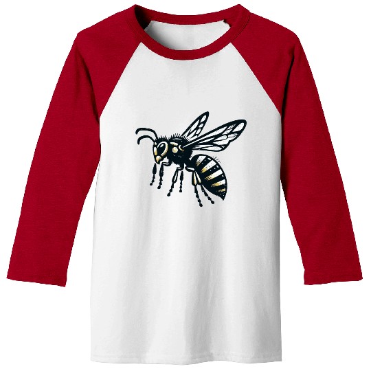Two Color Wasp Insect Art 3 Baseball Tees