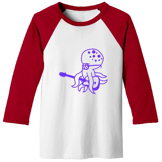 Cool Octopus Kraken Squid Plays Guitar Guitarist Baseball Tees
