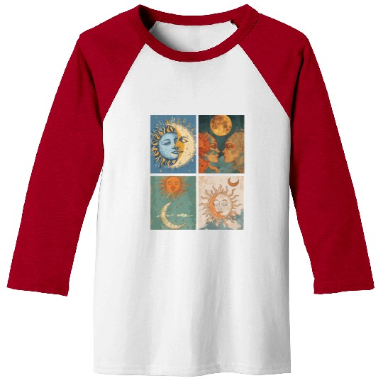 Moon and Sun Tarot Card Designed Look Baseball Tees