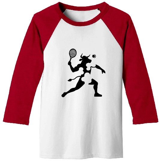 Minimalist cow tennis silhouette tennis player Baseball Tees