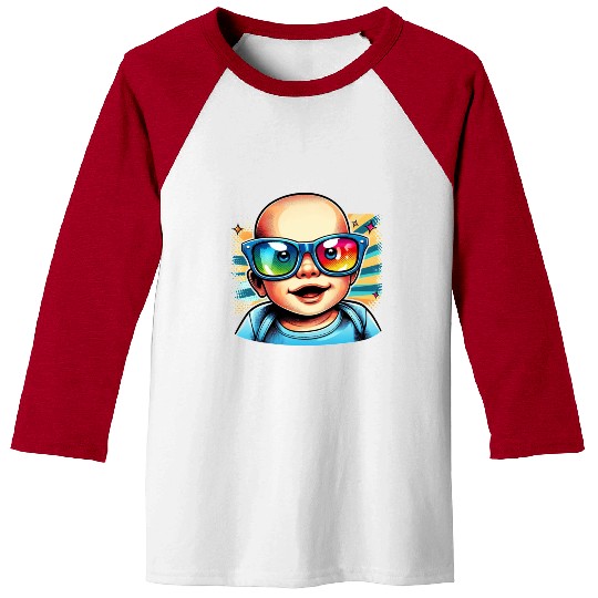 Baby boy with sunglasses comic design 3 Baseball Tees