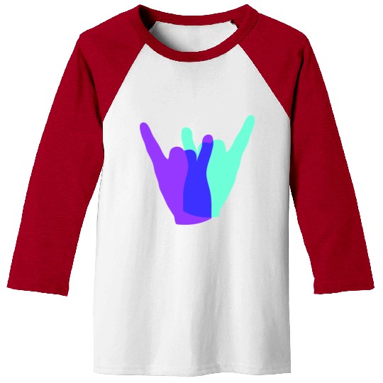 Two heavy metal hard rock horn finger hand gesture Baseball Tees