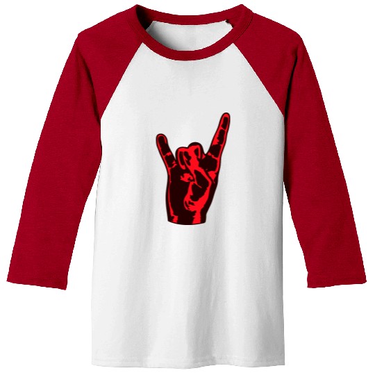 Heavy Metal Fun Hard Rock Music Horns Hand Gesture Baseball Tees