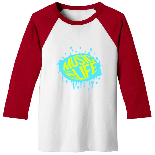 Music is my Life Love Saying Graffiti Spray Drops Baseball Tees