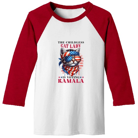 Childless Cat Lady Voting Kamala Harris Baseball Tees