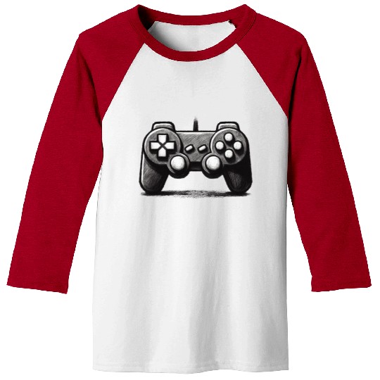 Gamer Controller Cartoon Charcoal Gaming Art 1 Baseball Tees