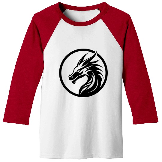Dragon head symbol or logo in a circle Baseball Tees
