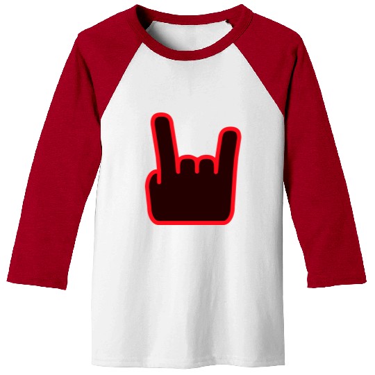 Heavy Metal Fun Hard Rock Music Horns Hand Gesture Baseball Tees