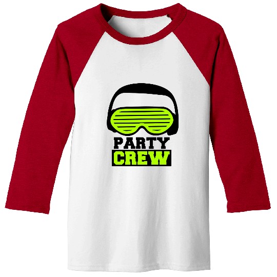 Party Crew Face Team Friends Member Face Text Logo Baseball Tees
