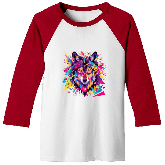 Majestic Pop Art Alpha Wolf - Vibrant Cool Baseball Tees