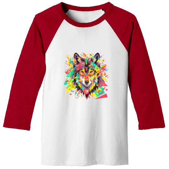 Majestic Pop Art Alpha Wolf - Vibrant Warm Baseball Tees