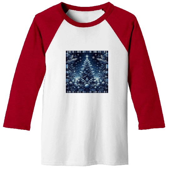 flannel blue and white christmas Baseball Tees