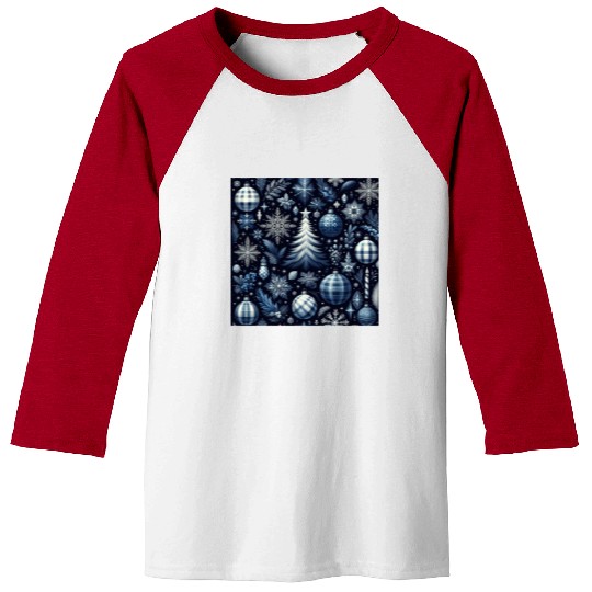 flannel blue and white christmas Baseball Tees