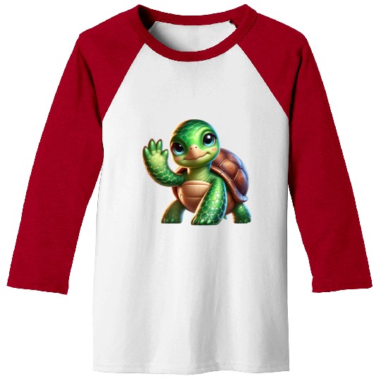 Adorable Waving Turtle Baseball Tees