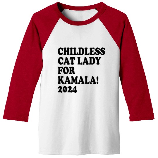 Childless Cat Lady For Kamala 2024 Baseball Tees