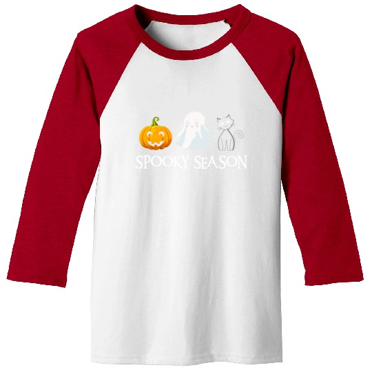 Spooky Season Halloween Pumpkin Cute Cat Paw Ghost Baseball Tees