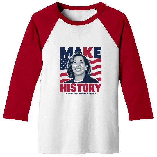 Make History Kamala Harris Baseball Tees USA Flag Design