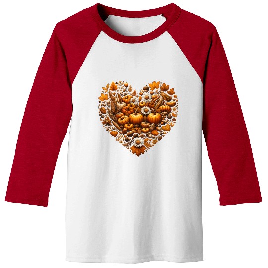 Heart filled with pumpkins, leaves and nuts Baseball Tees