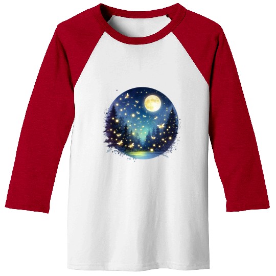 Moonlit Fireflies Baseball Tees