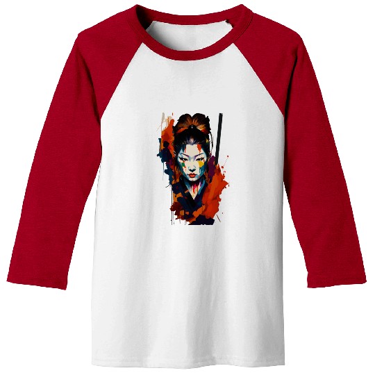 Samurai Warrior Woman – Eye catching Splash Art Baseball Tees