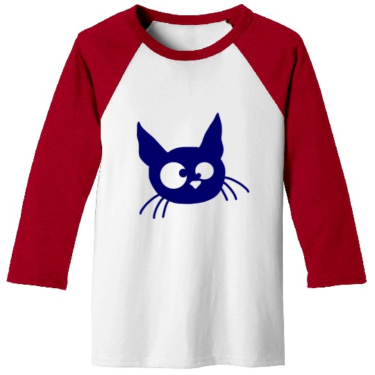 Crazy Cat Squinting Funny Eyes Grimace Fun Cartoon Baseball Tees