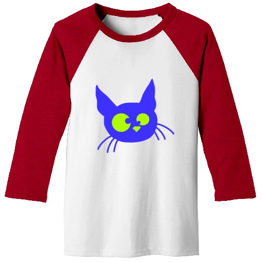 Crazy Cat Squinting Funny Eyes Grimace Fun Cartoon Baseball Tees
