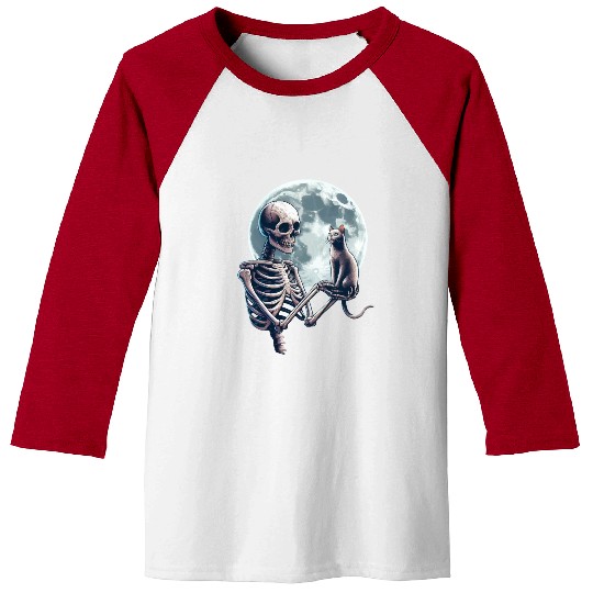 Skeleton Cat Halloween Baseball Tees