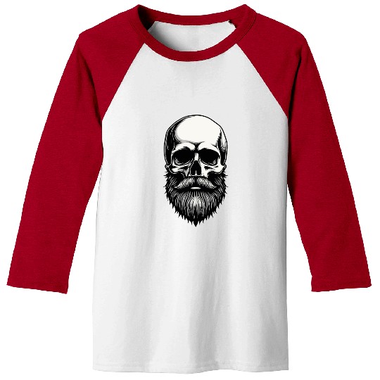 Bearded Skull Art - Dark Gothic Illustration Baseball Tees