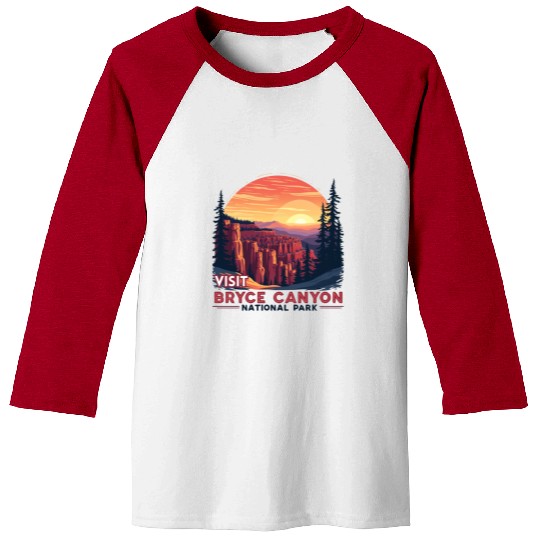 Bryce Canyon National Park Retro Illustraion V 01 Baseball Tees