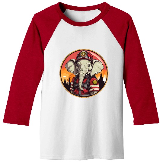 Elephant Firefighter Baseball Tees