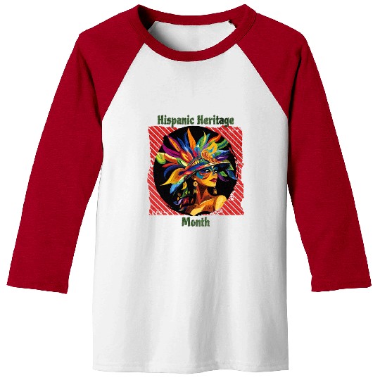 Elegant Hispanic Heritage Month Feathered Mask Baseball Tees