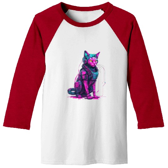 Cyber Warrior Cat Baseball Tees