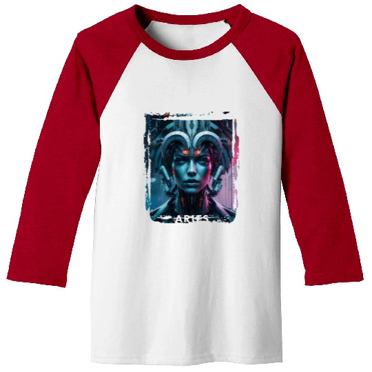Zodiac sign Aries in cyberpunk era Future Baseball Tees