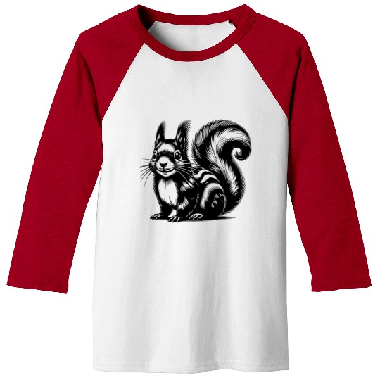 Realistic Squirrel Tattoo Drawing Baseball Tees