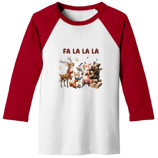 Fa La La La Woodland Choir Christmas Vibes Baseball Tees