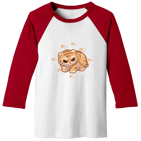 Adorable Tiger Cub with Tropical Leaves Baseball Tees