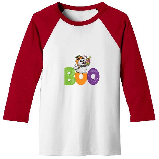 Boo Too Cute To Ghoul Funny Baby Ghost Kids Design Baseball Tees