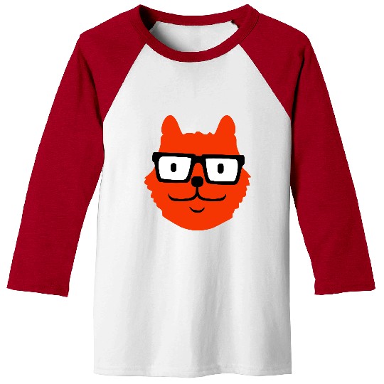 Nerd Cat Horn-rimmed Glasses Geek Smart Kitten Fun Baseball Tees