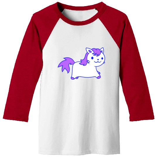 Little Pony Cat Face Little Small Horse Riding Fun Baseball Tees