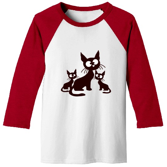Crazy Cats Family Mom Dad 2 Small Cute Kids Babies Baseball Tees