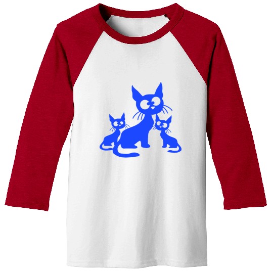 Crazy Cats Family Mom Dad 2 Small Cute Kids Babies Baseball Tees