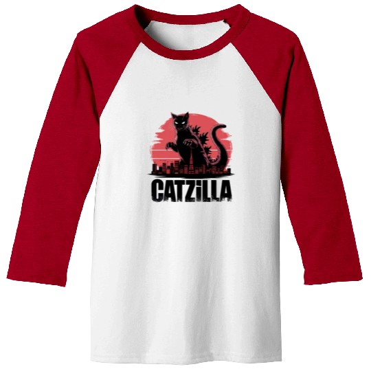 Catzilla: Fierce Feline Monster Baseball Tees
