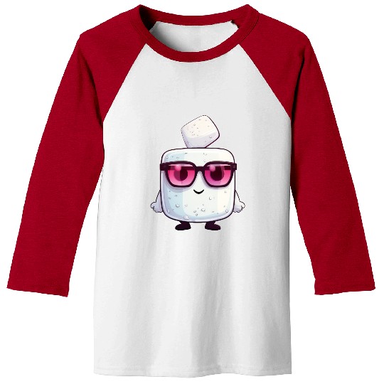 Kawaii Marshmallow with Sunglasses Baseball Tees