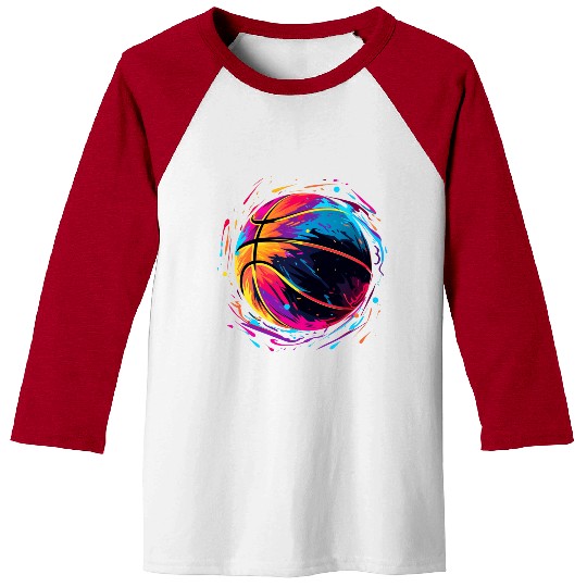 Retro Basketball Synthwave Baseball Tees