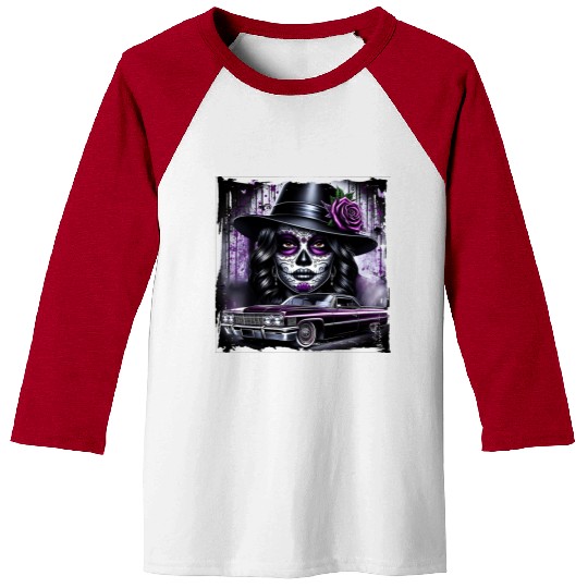 lowrider catrina Sugar skull Baseball Tees